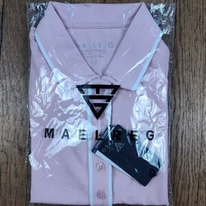Maelreg Mens Polo Style Golf Shirt Pink Size medium
